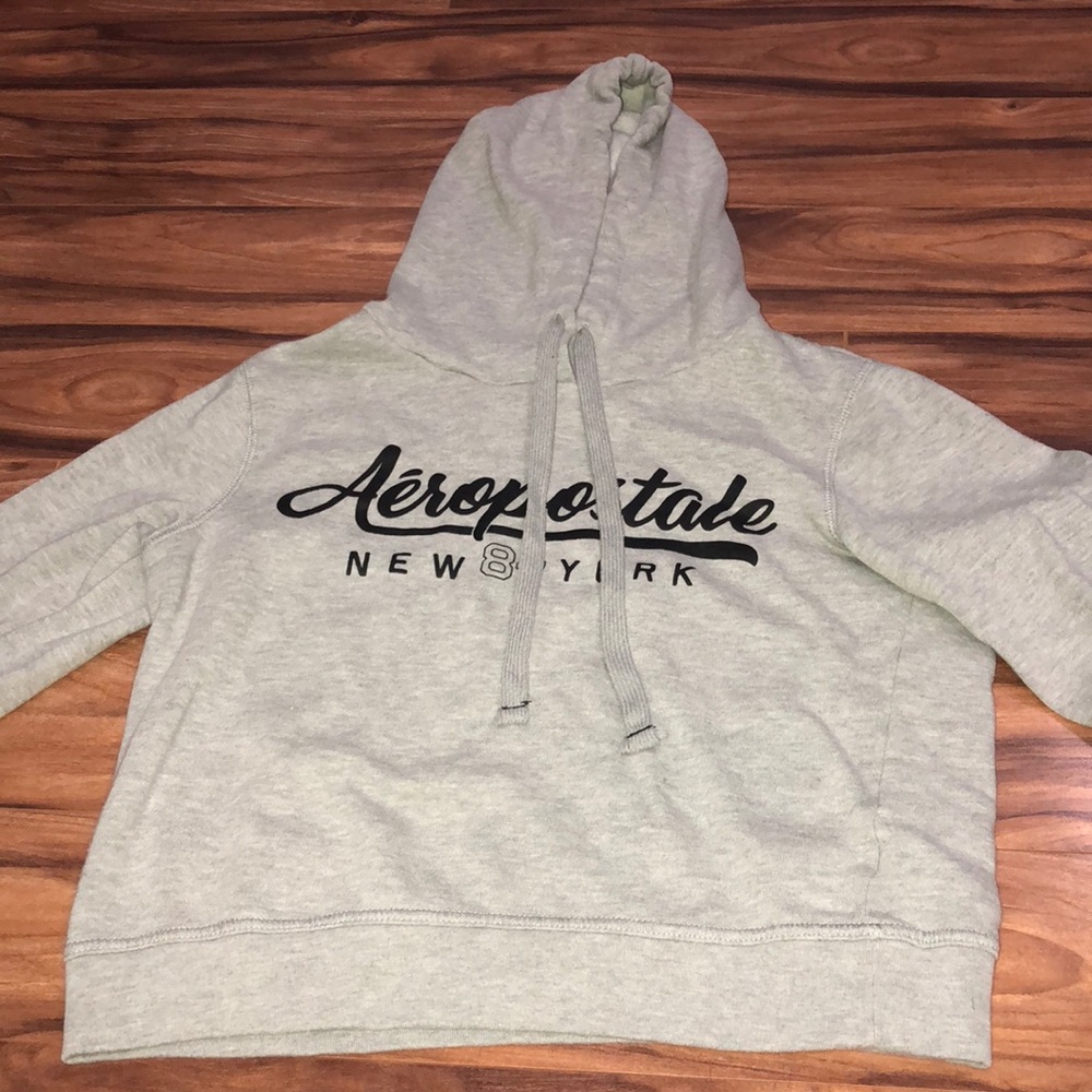 Aēropostale Gray Crop Top Hoodie